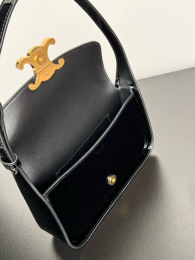 CELINE SHOULDER BAG TERENCE IN PATENT CALFSKIN 118313 black