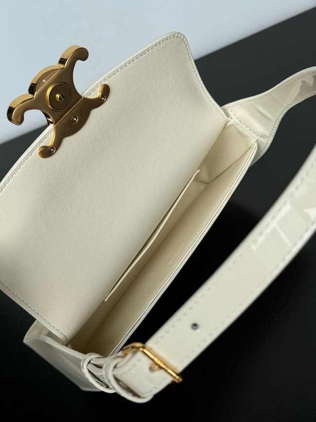 CELINE SHOULDER BAG TERENCE IN PATENT CALFSKIN 118313 white