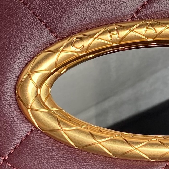 CHANEL CLUTCH Lambskin & Gold-Tone Metal AS5038 Wine