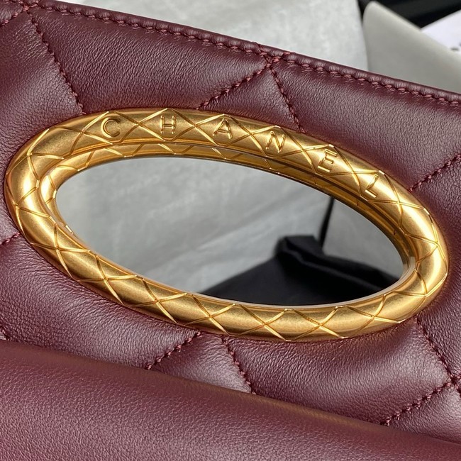 CHANEL CLUTCH Lambskin & Gold-Tone Metal AS5038 Wine