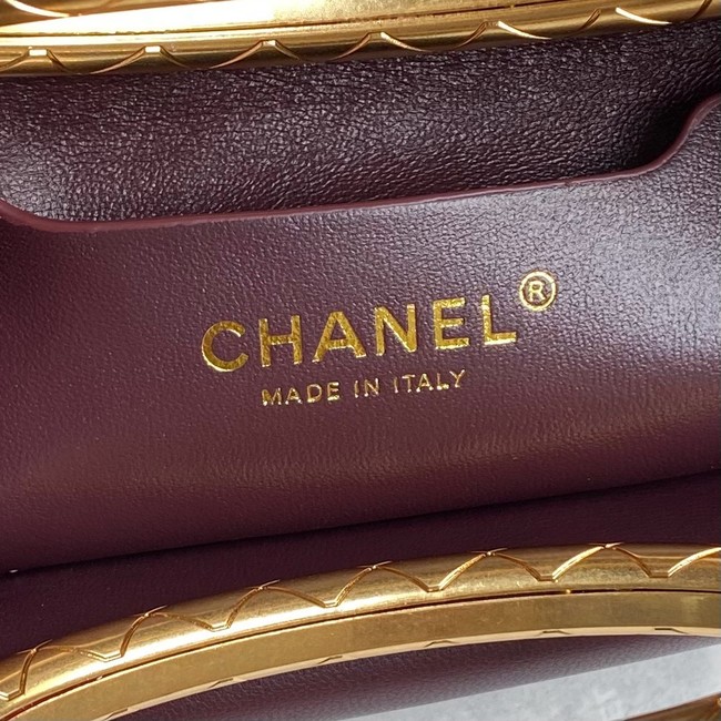 CHANEL CLUTCH Lambskin & Gold-Tone Metal AS5038 Wine