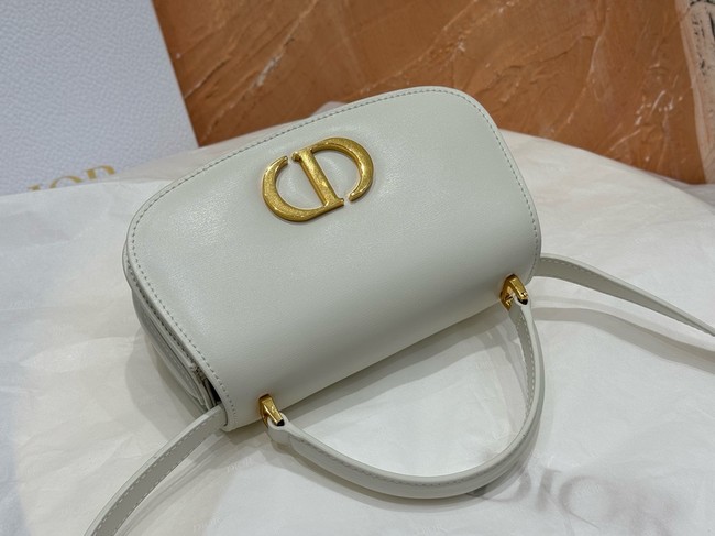 Dior Small 30 Montaigne Avenue Top Handle Bag Ribbed Calfskin M9370UNQ white