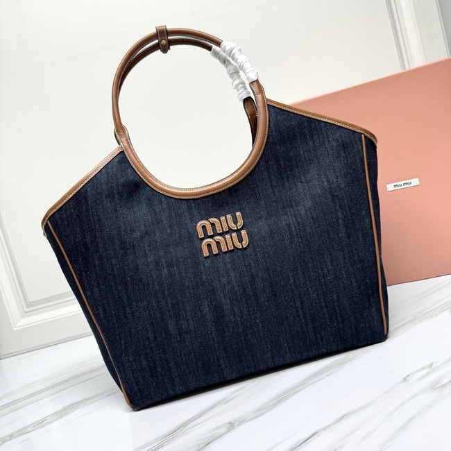 MIUMIU IN canvas&Leather Shoulder Bags 5BG276 dark blue