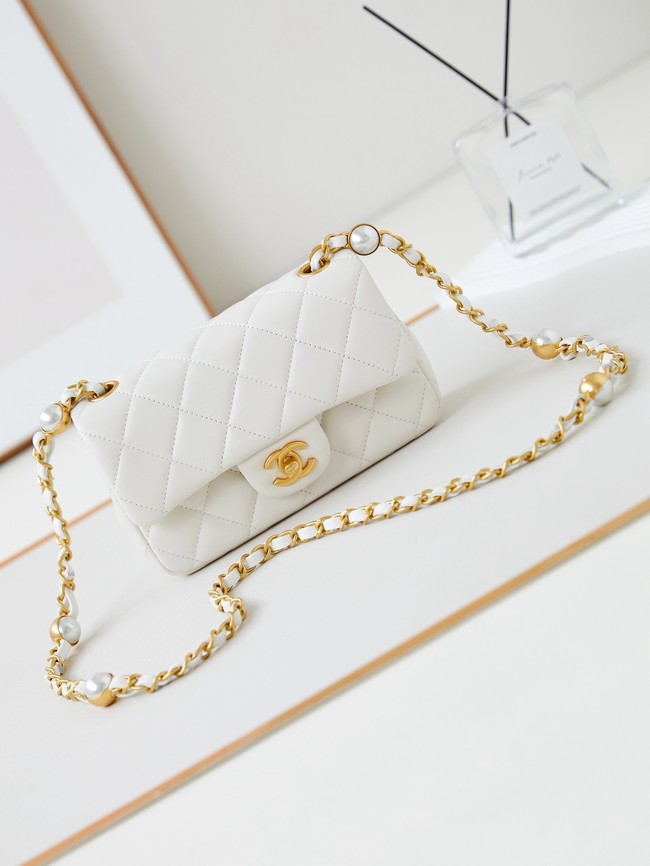 CHANEL 24B MINI FLAP BAG AS4947 White