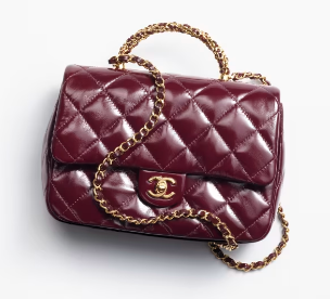 CHANEL 24B MINI FLAP BAG WITH TOP HANDLE AS5043 Burgundy