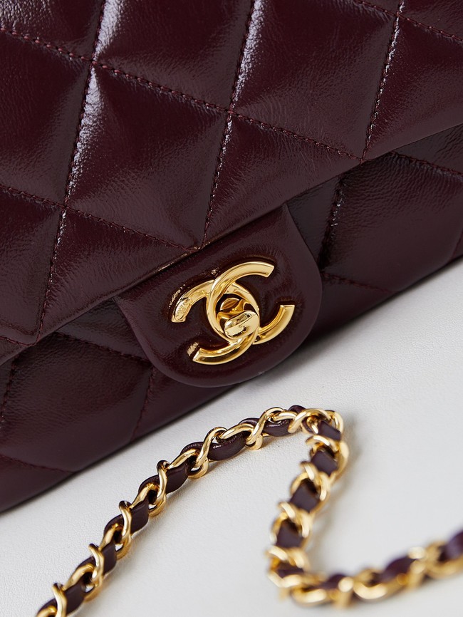 CHANEL MINI FLAP BAG WITH TOP HANDLE AS5032 Burgundy