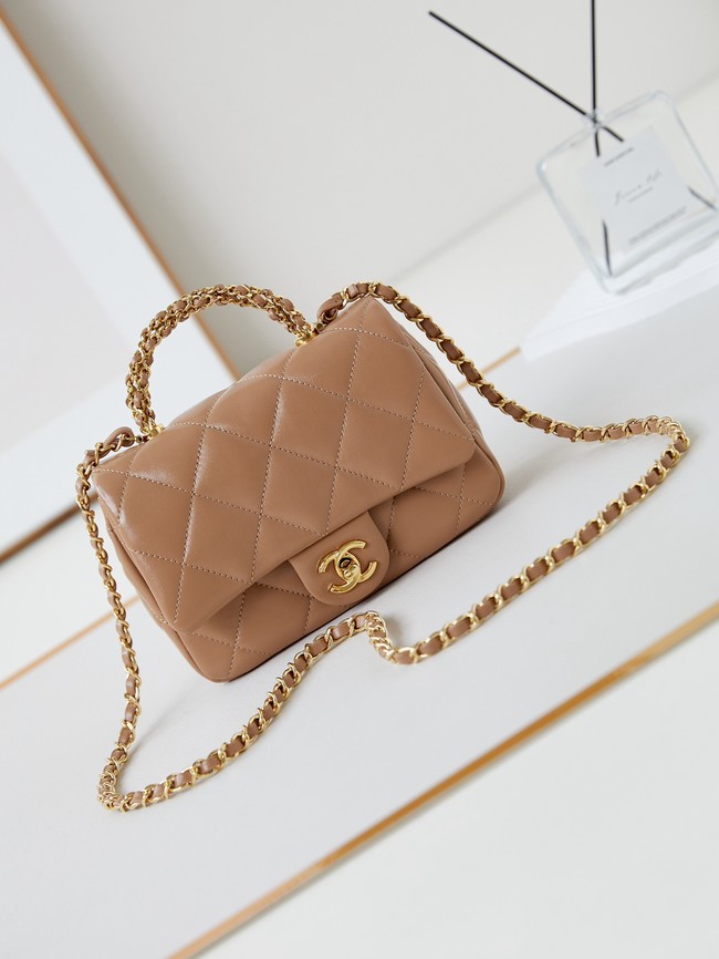 CHANEL MINI FLAP BAG WITH TOP HANDLE AS5032 Dark Beige