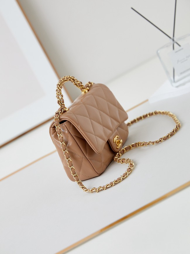 CHANEL MINI FLAP BAG WITH TOP HANDLE AS5032 Dark Beige