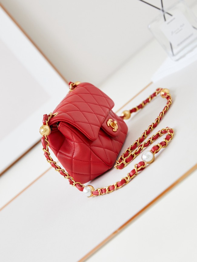 CHANEL 24B MINI FLAP BAG AS4946 red