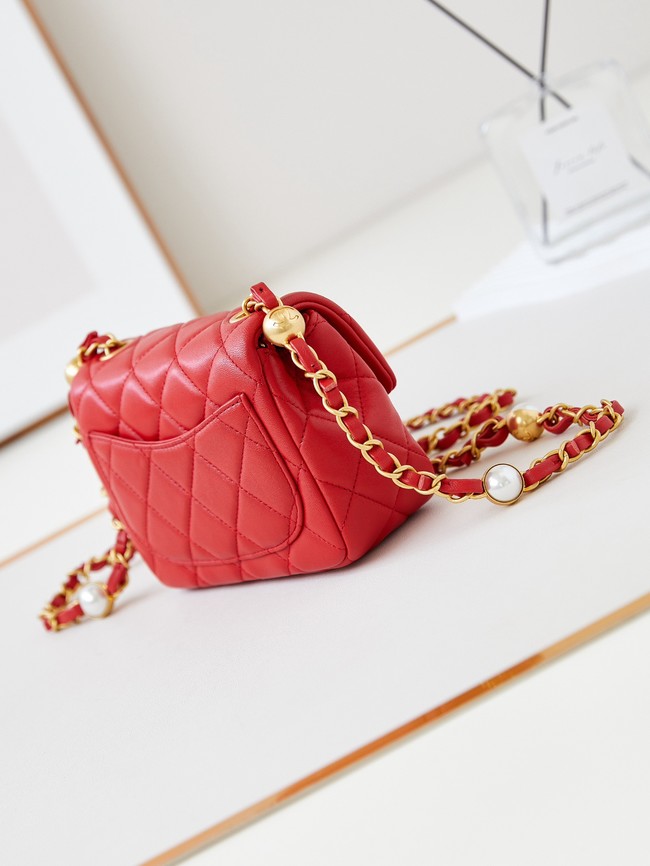 CHANEL 24B MINI FLAP BAG AS4946 red