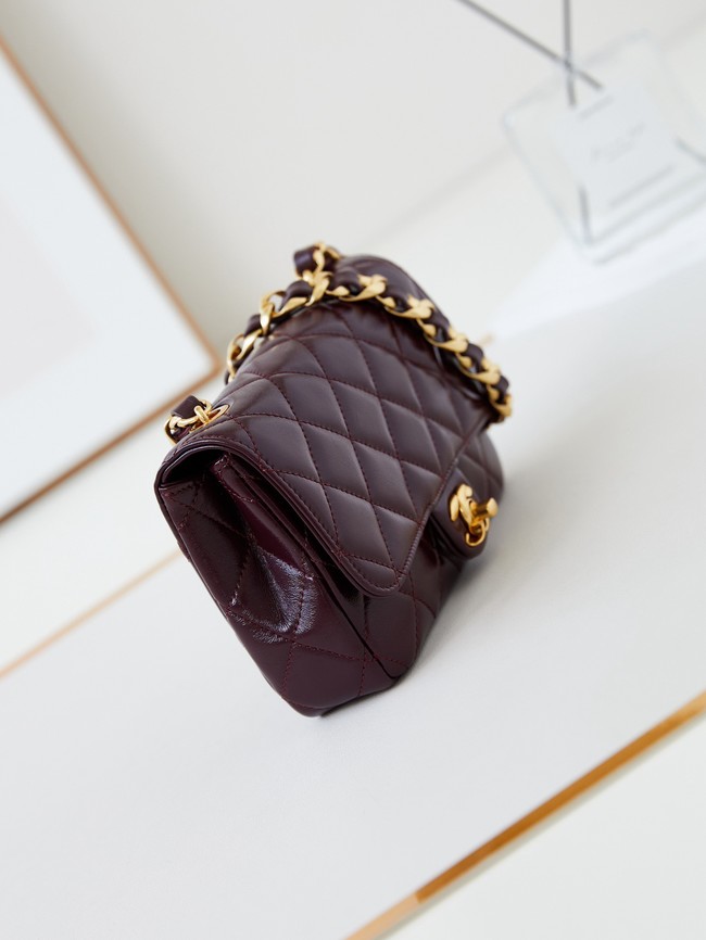 CHANEL 24B SMALL FLAP BAG AS5123 Burgundy