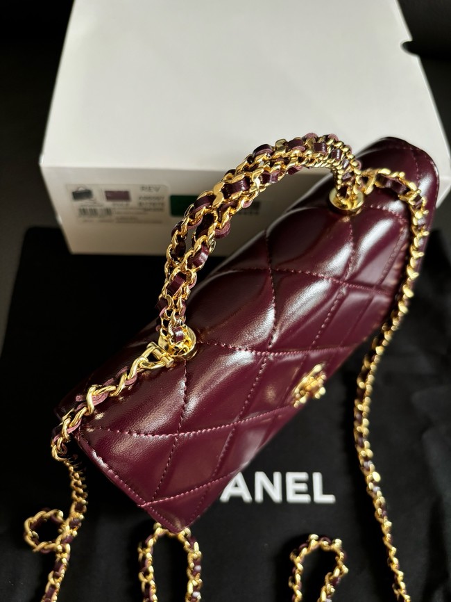 CHANEL FLAP PHONE HOLDER WITH CHAIN AP4167 Burgundy