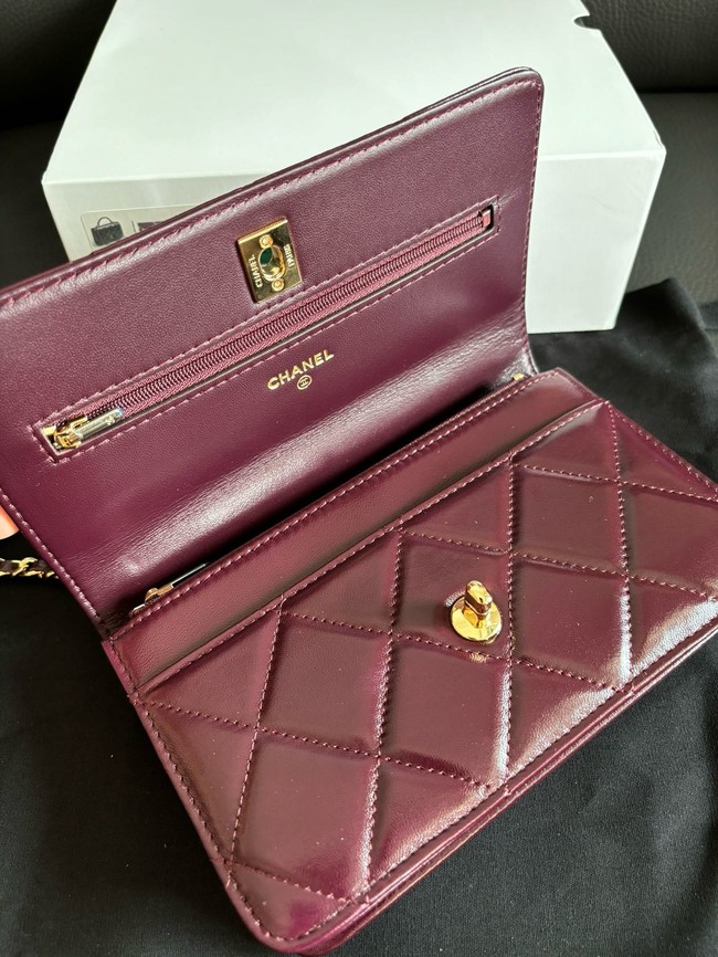 CHANEL FLAP PHONE HOLDER WITH CHAIN AP4167 Burgundy