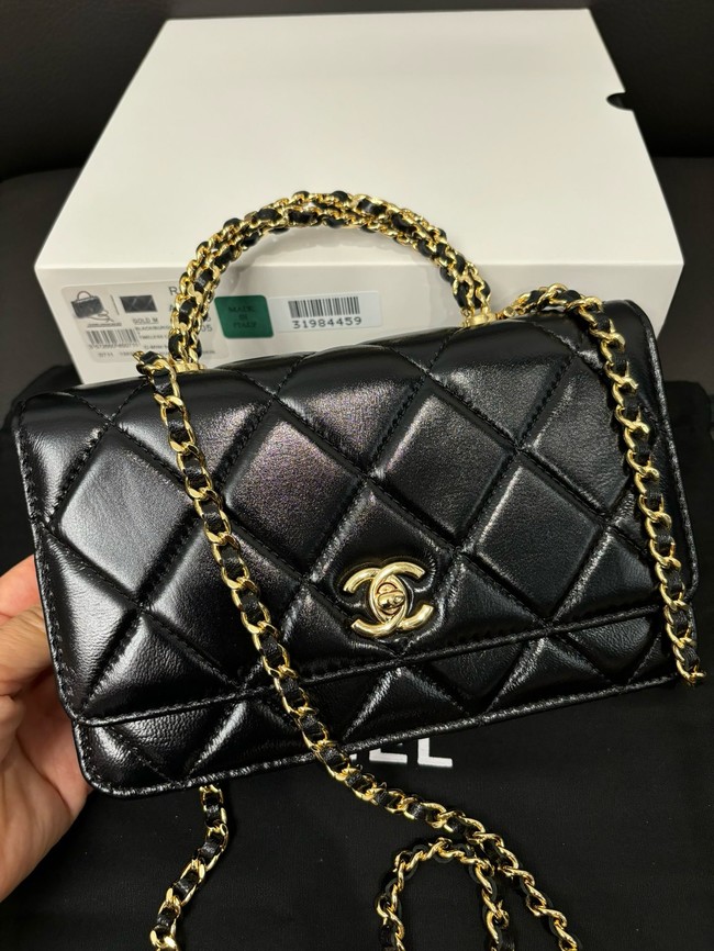 CHANEL FLAP PHONE HOLDER WITH CHAIN AP4167 black