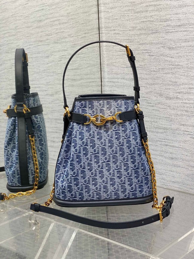 Medium Cest Dior Bag Blue Denim Dior Oblique Jacquard M2271U