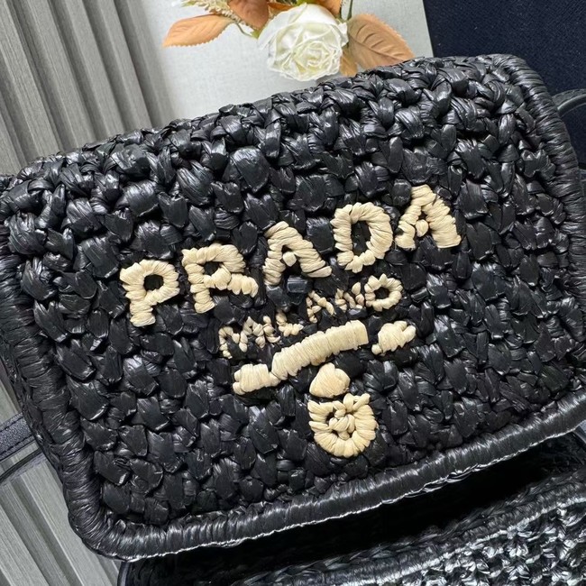 Prada Leather weave shoulder bag 1BD362 black