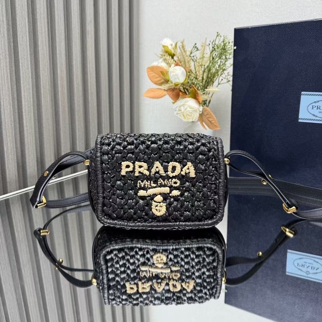 Prada Leather weave shoulder bag 1BD362 black