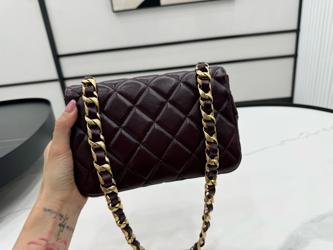 Chanel MINI 2.55 HANDBAG Lambskin & Gold-Tone Metal AS5027 Burgundy