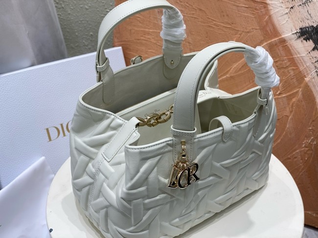 Medium Dior Toujours Bag Rope Graphic Cannage M2821OSIY white