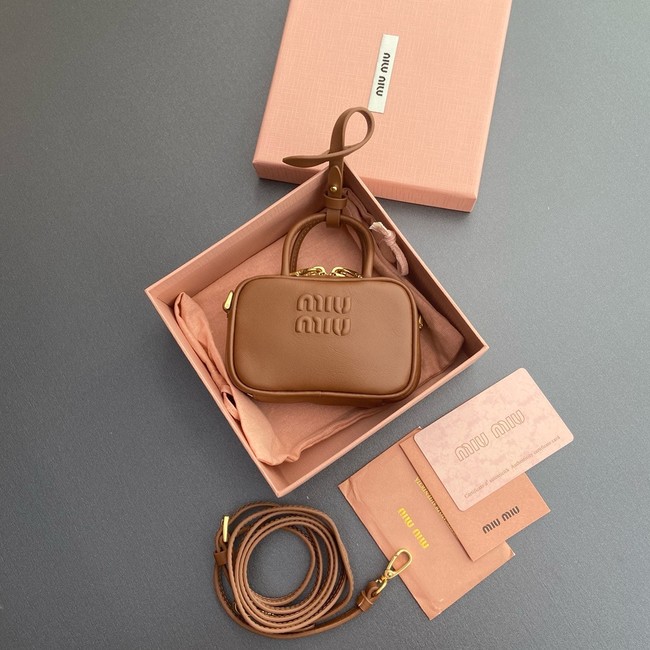 MIU MIU MINI Leather Handle Bag 5BB159 Camel