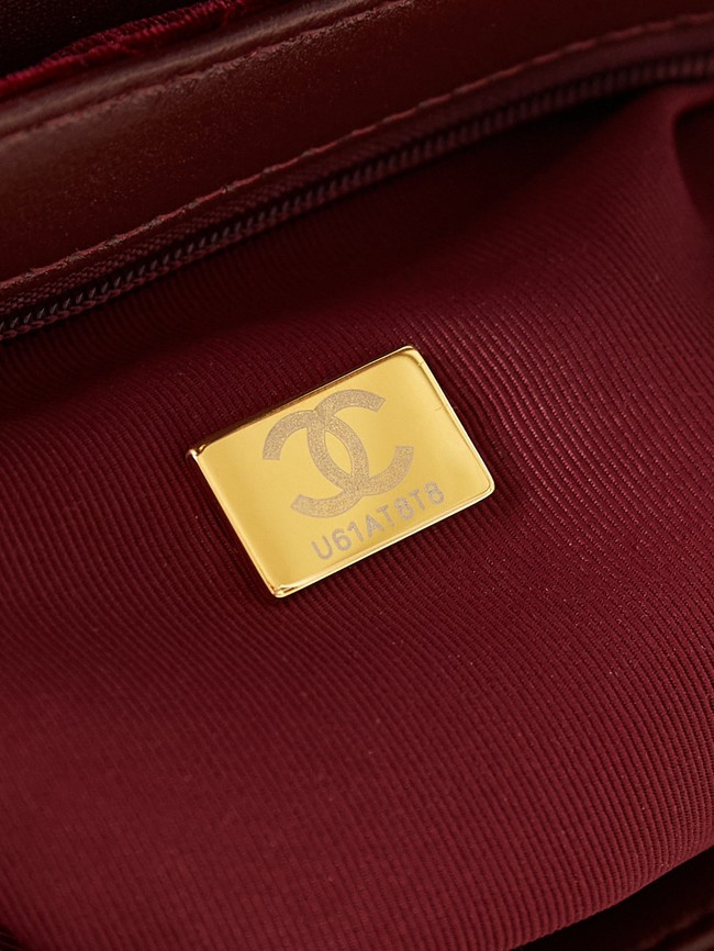 Chanel MINI SHOPPING BAG Velvet & Gold-Tone Metal AS4416 Burgundy