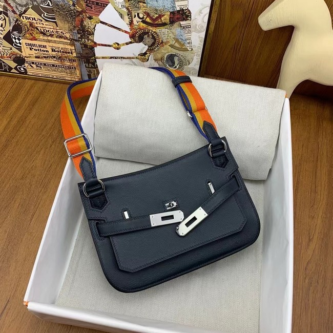 Hermes Original Leather 23CM Mini Jypsiere H0880 Black&orange