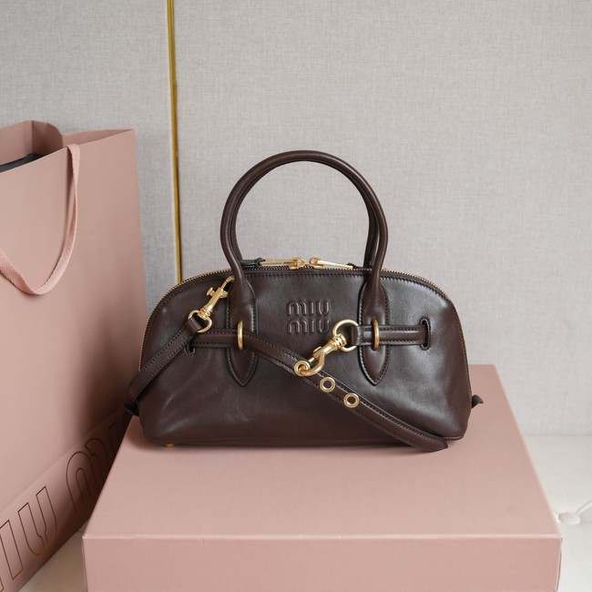 MIU MIU Leather Handle Bag 5BB168 Coffee