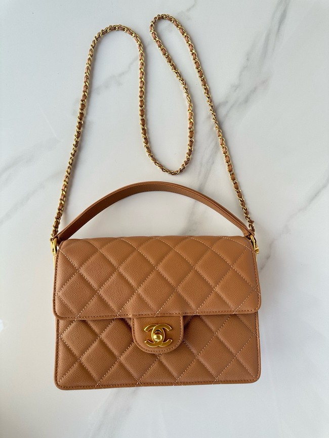 Chanel FLAP BAG WITH TOP HANDLE AS5166 Camel