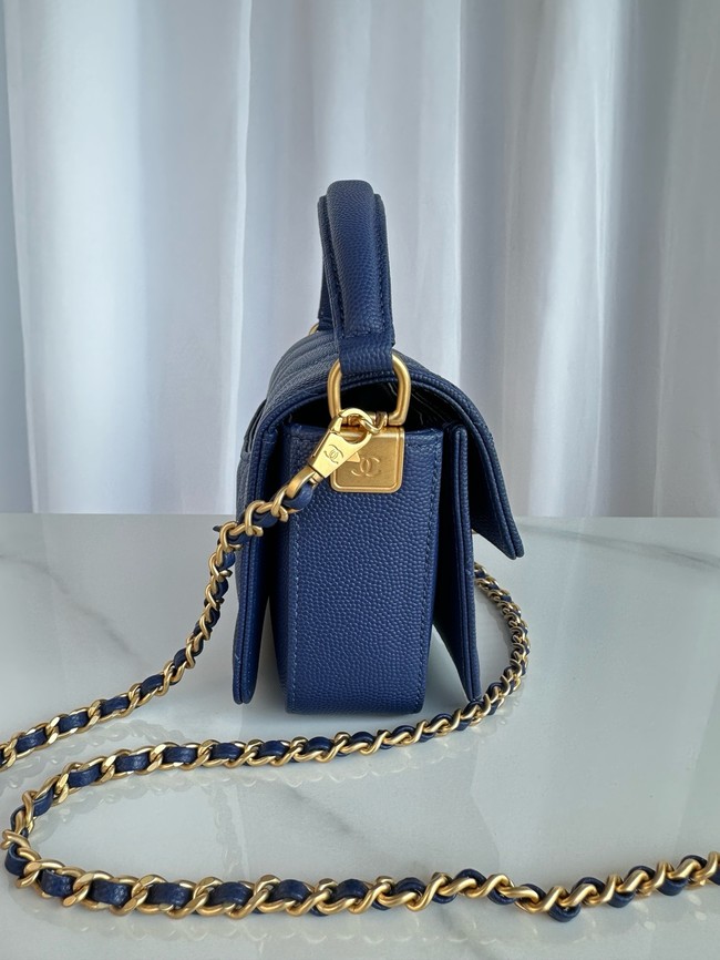 Chanel MINI FLAP BAG WITH TOP HANDLE AS5164 Navy Blue