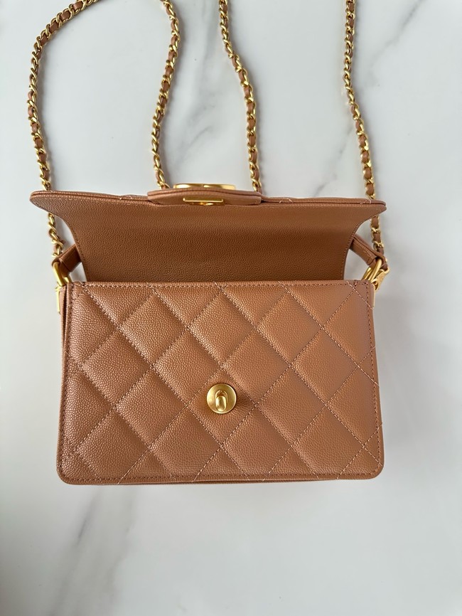 Chanel MINI FLAP BAG WITH TOP HANDLE AS5165 Camel