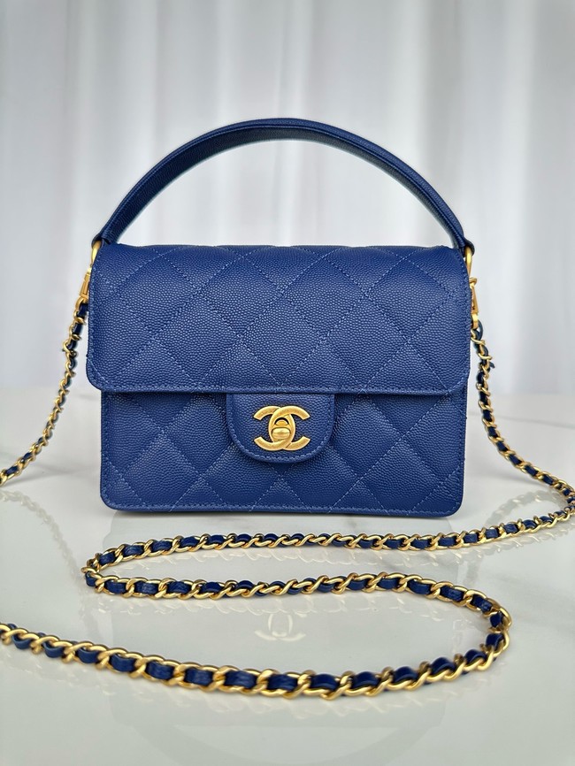 Chanel MINI FLAP BAG WITH TOP HANDLE AS5165 Navy Blue