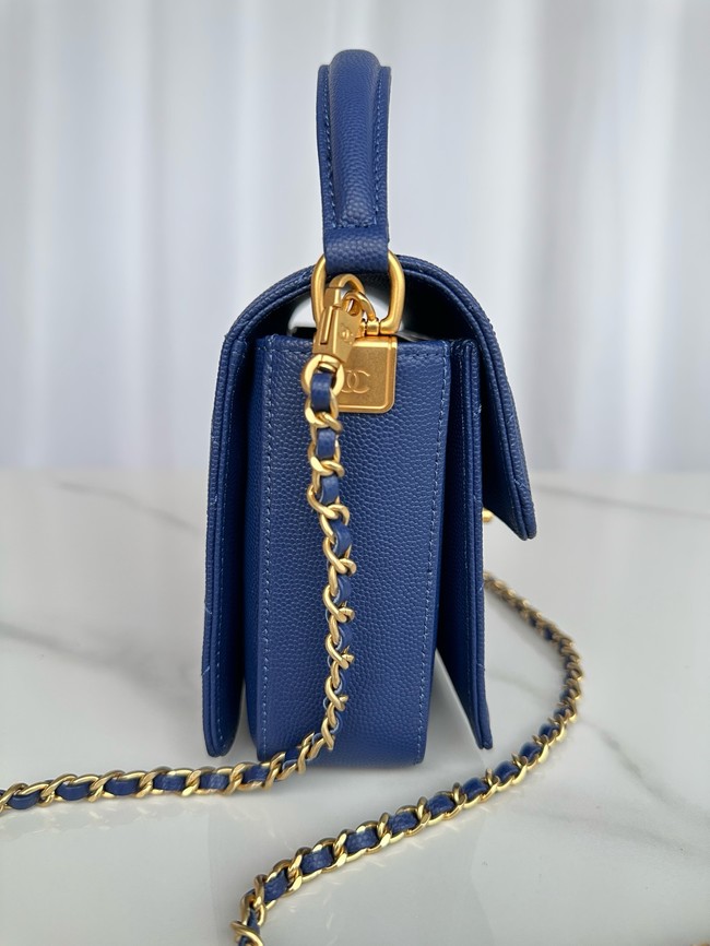 Chanel MINI FLAP BAG WITH TOP HANDLE AS5165 Navy Blue