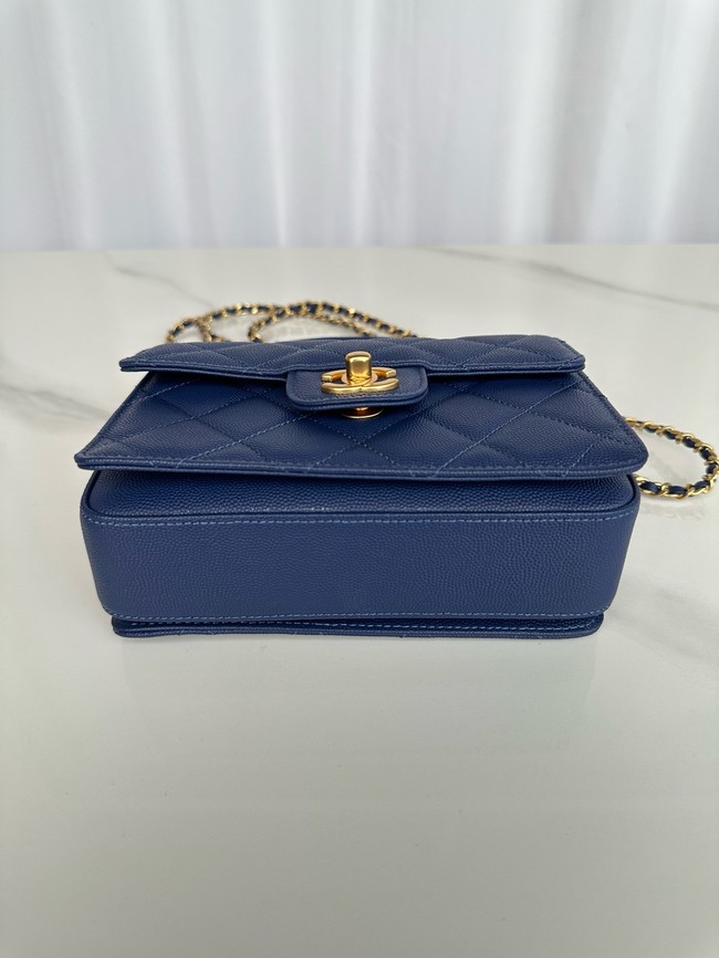 Chanel MINI FLAP BAG WITH TOP HANDLE AS5165 Navy Blue