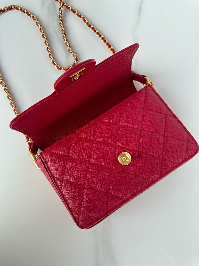 Chanel MINI FLAP BAG WITH TOP HANDLE AS5165 red