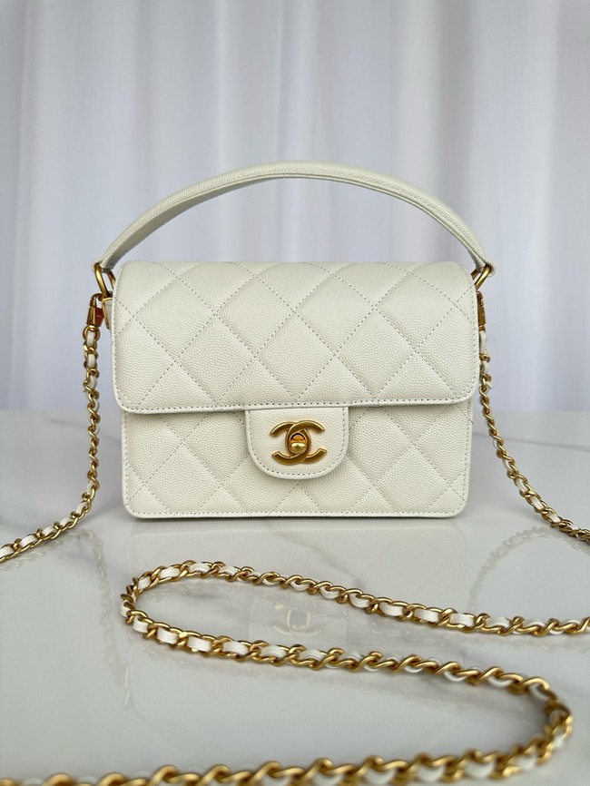 Chanel MINI FLAP BAG WITH TOP HANDLE AS5165 white