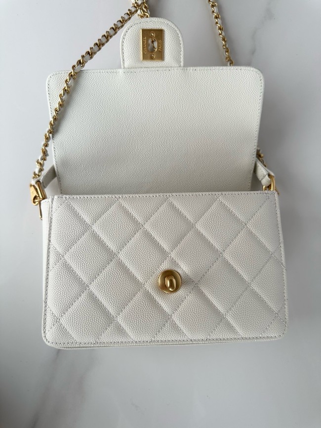 Chanel MINI FLAP BAG WITH TOP HANDLE AS5165 white