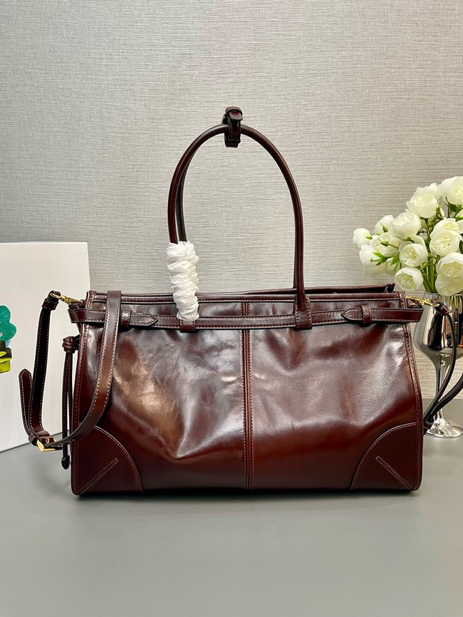 Prada Large leather handbag 1BA433 Cocoa Brown