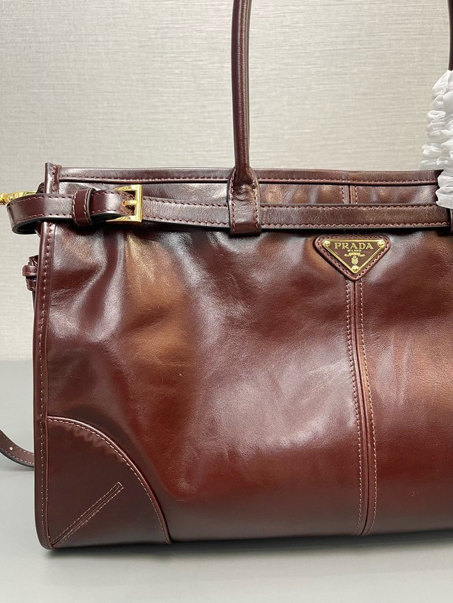 Prada Large leather handbag 1BA433 Cocoa Brown