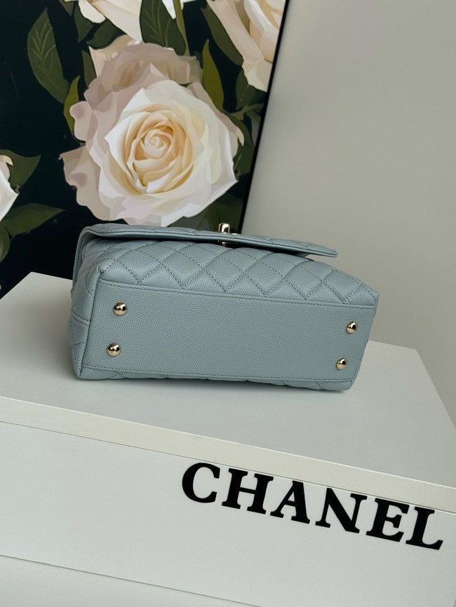 Chanel FLAP BAG WITH TOP HANDLE A92990 light blue