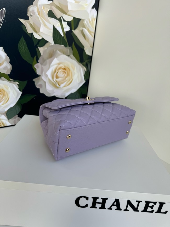 Chanel FLAP BAG WITH TOP HANDLE A92990 purple