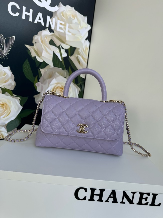 Chanel FLAP BAG WITH TOP HANDLE A92990 purple