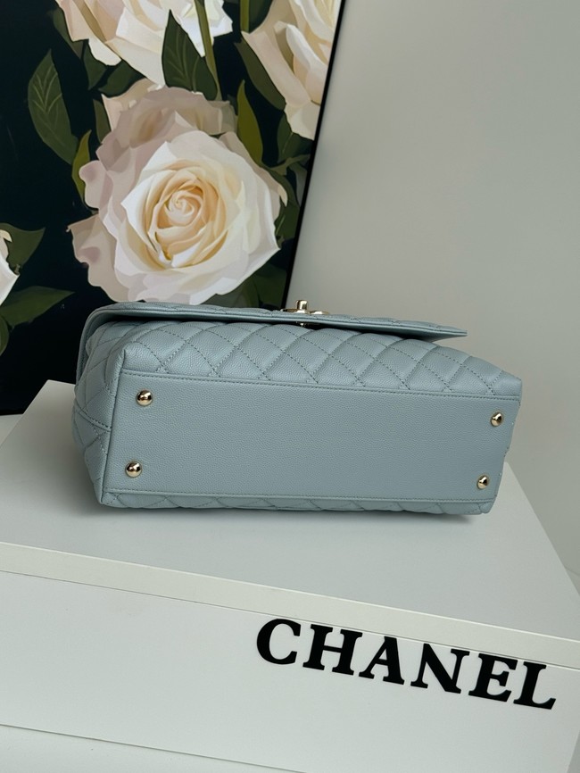 Chanel LARGE FLAP BAG WITH TOP HANDLE A92991 light blue