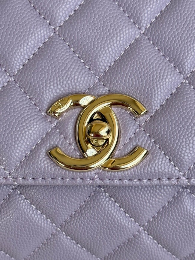 Chanel LARGE FLAP BAG WITH TOP HANDLE A92991 purple