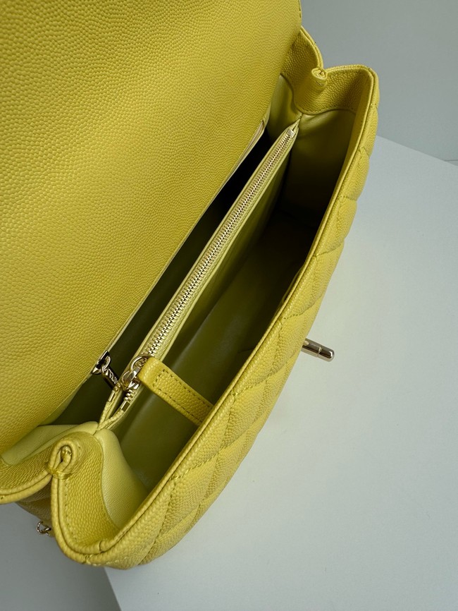 Chanel LARGE FLAP BAG WITH TOP HANDLE A92991 yellow