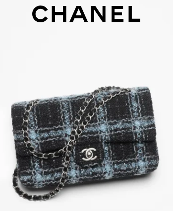 Chanel CLASSIC 11.12 HANDBAG 1112 Black& Light Blue & Gray