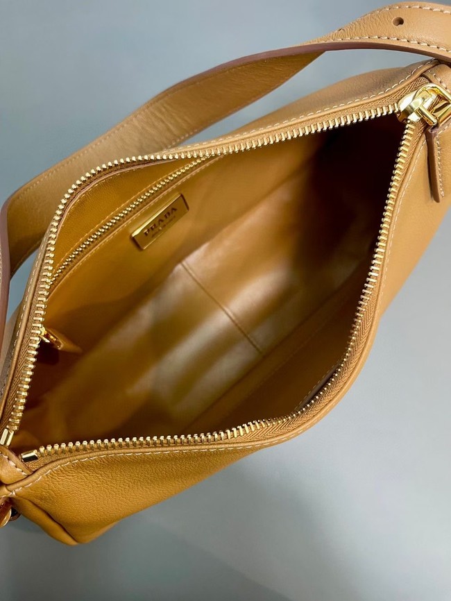 Prada Aimee medium leather shoulder bag 1BC229 Caramel