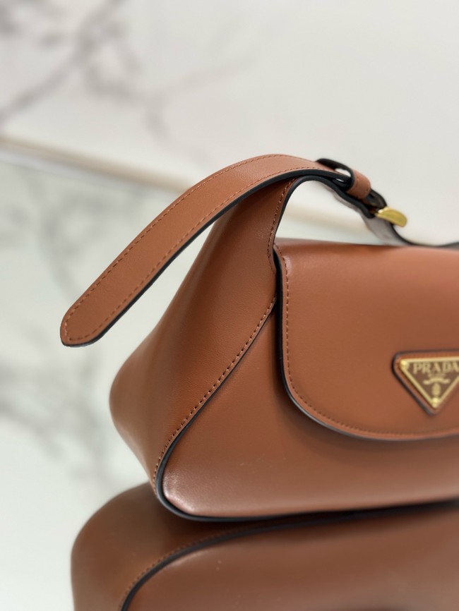 Prada Small leather shoulder bag 1BD358 Caramel