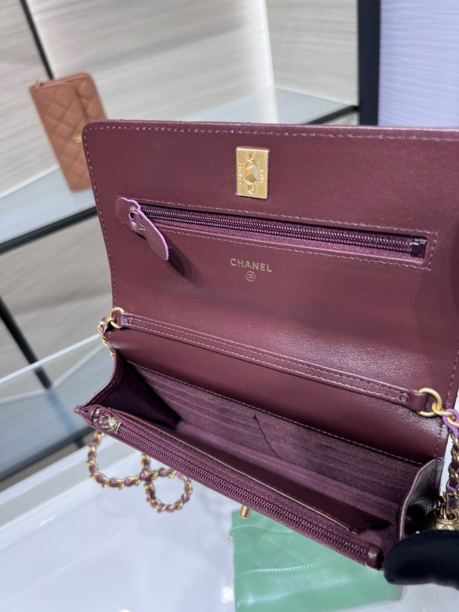 Chanel CLASSIC WALLET ON CHAIN AP1450 Burgundy