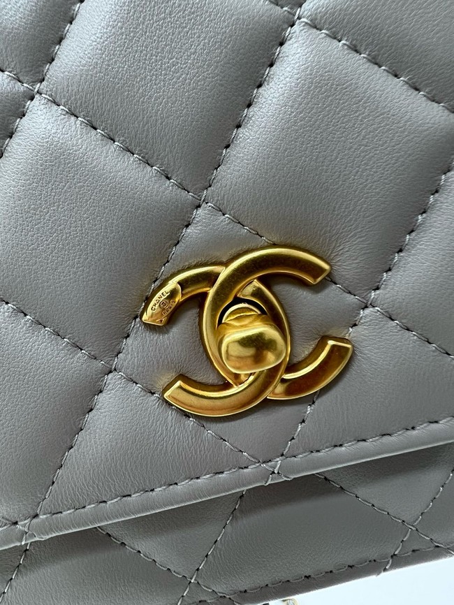 Chanel CLASSIC WALLET ON CHAIN AP1450 gray