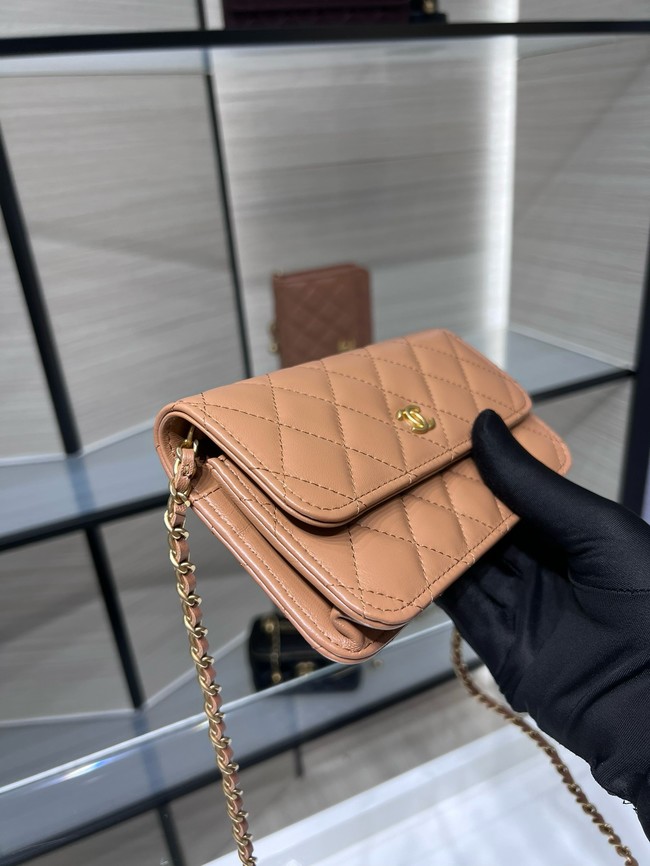 Chanel CLASSIC WALLET ON CHAIN AP3071 Brown